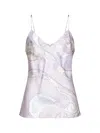Pucci Lavender Orchidee Print Silk Top In White