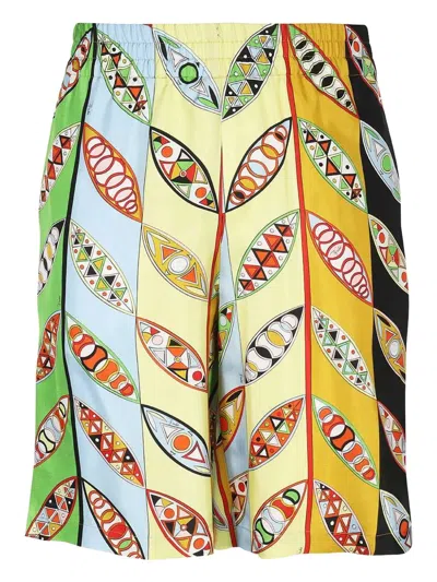 Pucci Leaf-print Elastic-waistband Shorts In Multi
