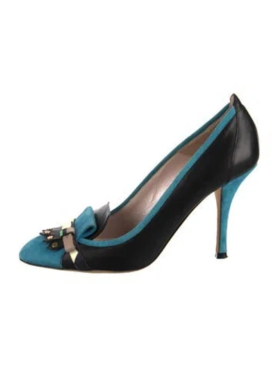 Pre-owned Pucci Leather Bow Accents Pumps In Black