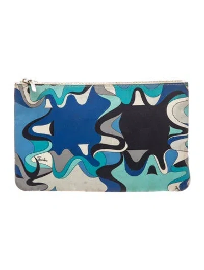 Pre-owned Pucci Leather Clutch In Blue
