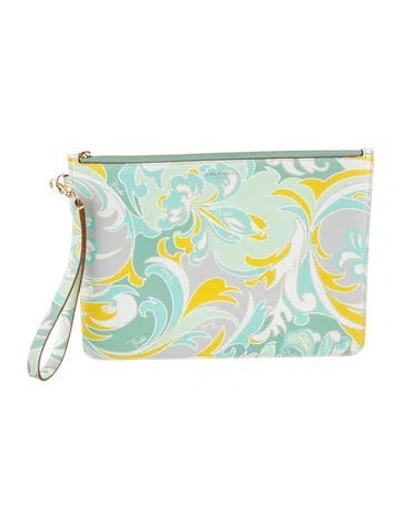 Pre-owned Pucci Leather Clutch In Green