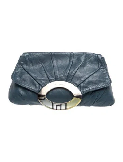 Pre-owned Pucci Leather Clutch Vintage In Blue