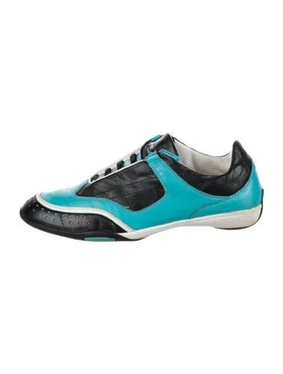 Pre-owned Pucci Leather Colorblock Pattern Athletic Sneakers In Blue