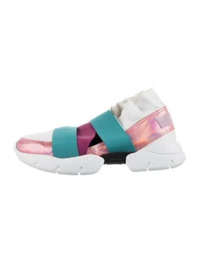 Pre-owned Pucci Leather Colorblock Pattern Chunky Sneakers In Metallic/pink/white