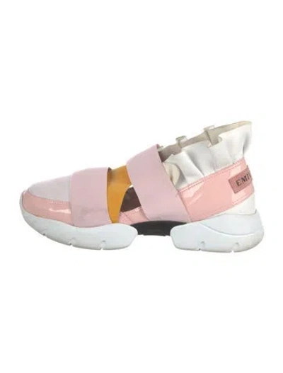 Pre-owned Pucci Leather Colorblock Pattern Chunky Sneakers In Neutrals/pink/yellow