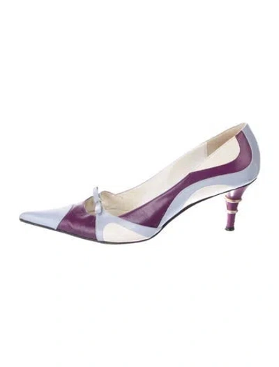 Pre-owned Pucci Leather Colorblock Pattern Pumps In Blue