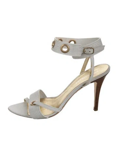 Pre-owned Pucci Leather Colorblock Pattern Sandals In White