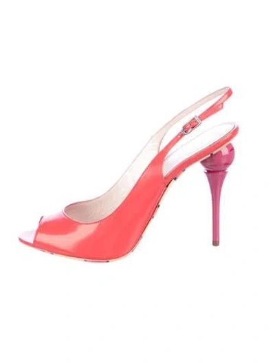 Pre-owned Pucci Leather Colorblock Pattern Slingback Pumps In Red