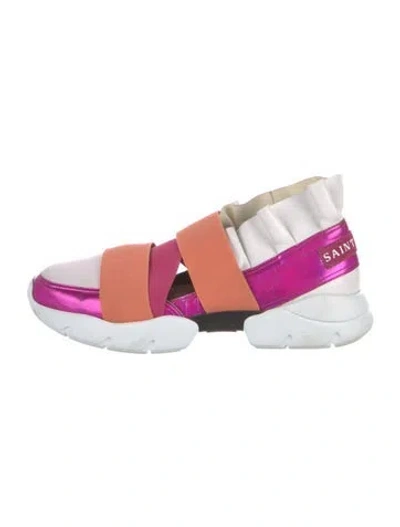 Pre-owned Pucci Leather Colorblock Pattern Sneakers In White