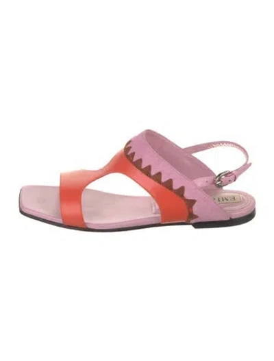 Pre-owned Pucci Leather Colorblock Pattern T-strap Sandals In Pink