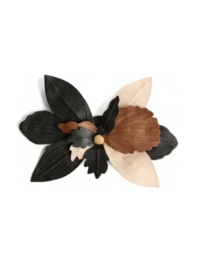 Pucci Leather Flower Brooch In Multi
