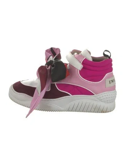 Pre-owned Pucci Leather Graphic Print Sneakers In Pink