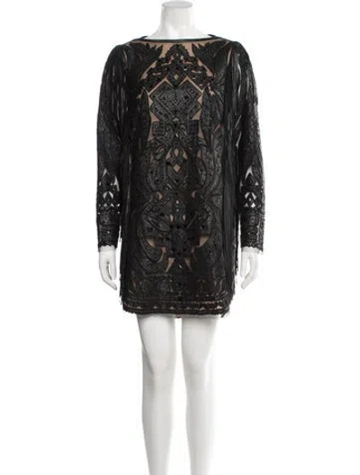 Pre-owned Pucci Leather Mini Dress In Black