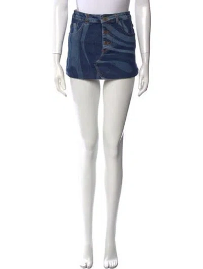 Pre-owned Pucci Leather Mini Skirt In Blue