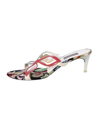 Pre-owned Pucci Leather Paisley Print Sandals In Green