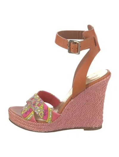 Pre-owned Pucci Leather Patterned Sandals In Orange/pink