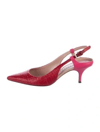 Pre-owned Pucci Leather Patterned Slingback Pumps In Pink