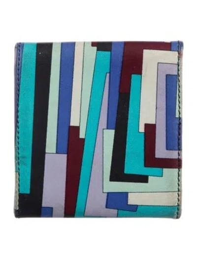 Pre-owned Pucci Leather Printed Bifold Wallet In Blue