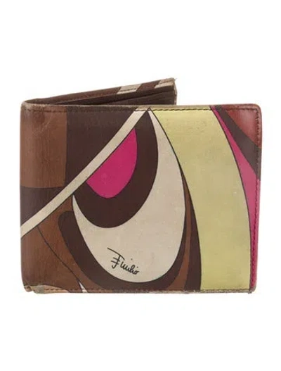 Pre-owned Pucci Leather Printed Bifold Wallet In Brown