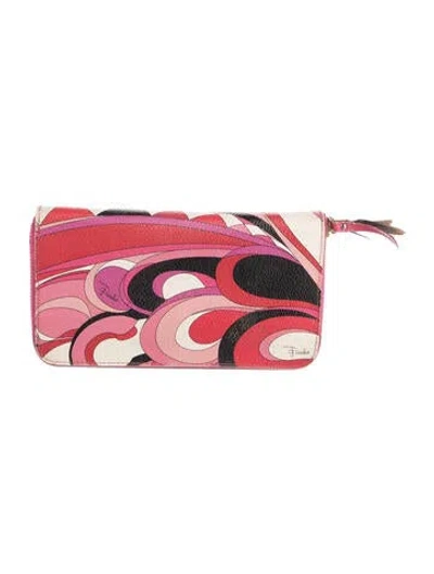 Pre-owned Pucci Leather Printed Coin Pouch In Multi
