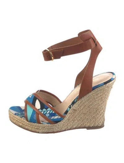 Pre-owned Pucci Leather Printed Espadrilles In Yellow