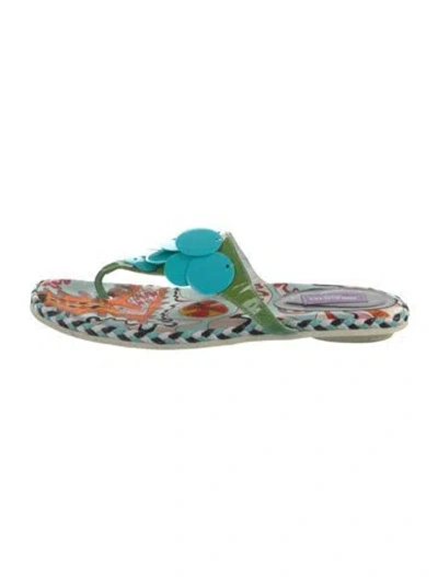 Pre-owned Pucci Leather Printed Flip Flops In Blue