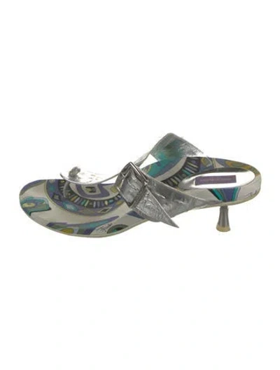 Pre-owned Pucci Leather Printed Sandals In Multi
