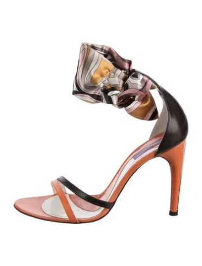 Pre-owned Pucci Leather Printed Sandals In Orange