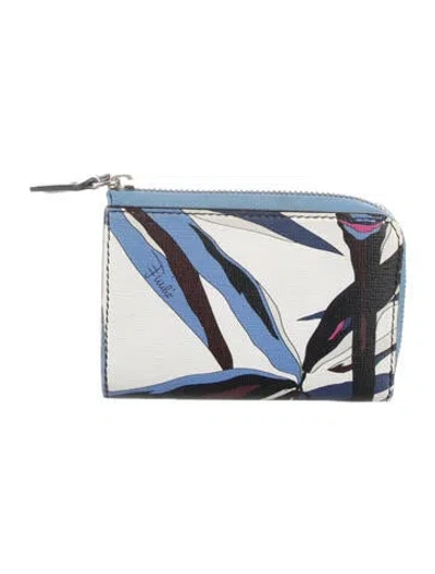 Pre-owned Pucci Leather Printed Wallet In Blue