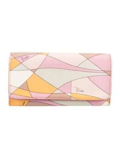 Pre-owned Pucci Leather Printed Wallet In Multi