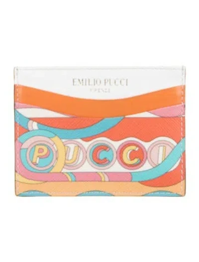 Pre-owned Pucci Leather Printed Wallet In Orange