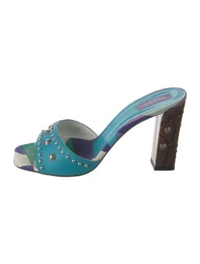 Pre-owned Pucci Leather Sandals In Blue