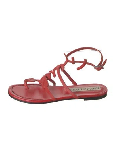 Pre-owned Pucci Leather Sandals In Red