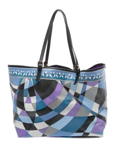 Pre-owned Pucci Leather Shoulder Bag In Blue