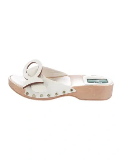 Pre-owned Pucci Leather Slides In White