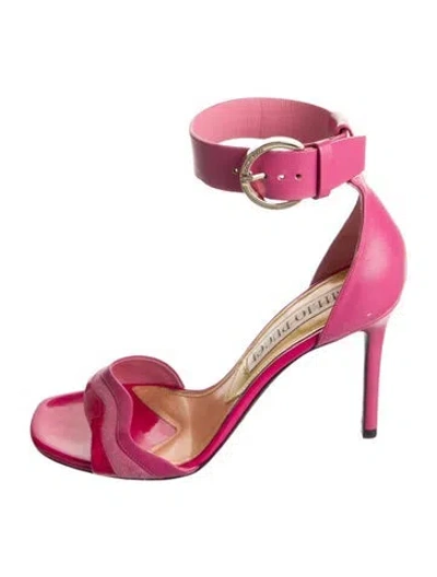 Pre-owned Pucci Leather Striped Sandals In Pink