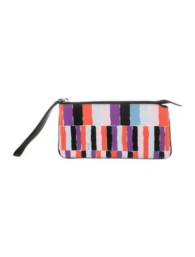 Pre-owned Pucci Leather Striped Wallet In Purple