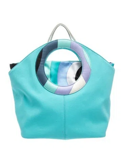 Pre-owned Pucci Leather Top Handle Bag In Blue