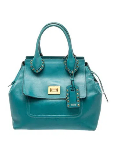 Pre-owned Pucci Leather Top Handle Bag In Blue