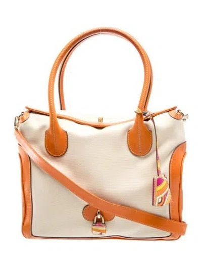 Pre-owned Pucci Leather Top Handle Bag In Neutral