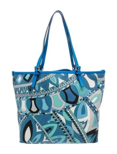 Pre-owned Pucci Leather Tote In Blue