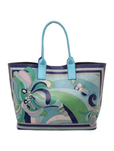 Pre-owned Pucci Leather Tote In Blue