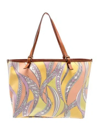 Pre-owned Pucci Leather Tote In Neutral