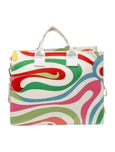 Pre-owned Pucci Leather Tote In Neutrals