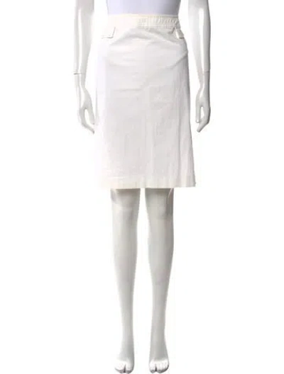 Pre-owned Pucci Leather Trim Embellishment Knee-length Skirt In White