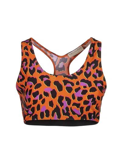Pucci Leopard Print Crop Top In Orange