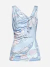 Pucci Printed Satin And Cady Top With Drape And Knot