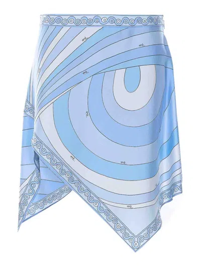 Pucci Light Blue Print Foulard Skirt
