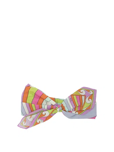 Pucci Lightweight Wrap-around Headband With Decorative Bow Tail In Multicolor