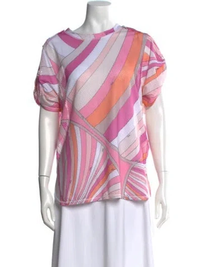 Pre-owned Pucci Linen Printed Top In Pink